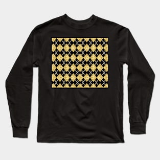 Black and Gold Check Pattern #artdeco #check patterns #checked Long Sleeve T-Shirt